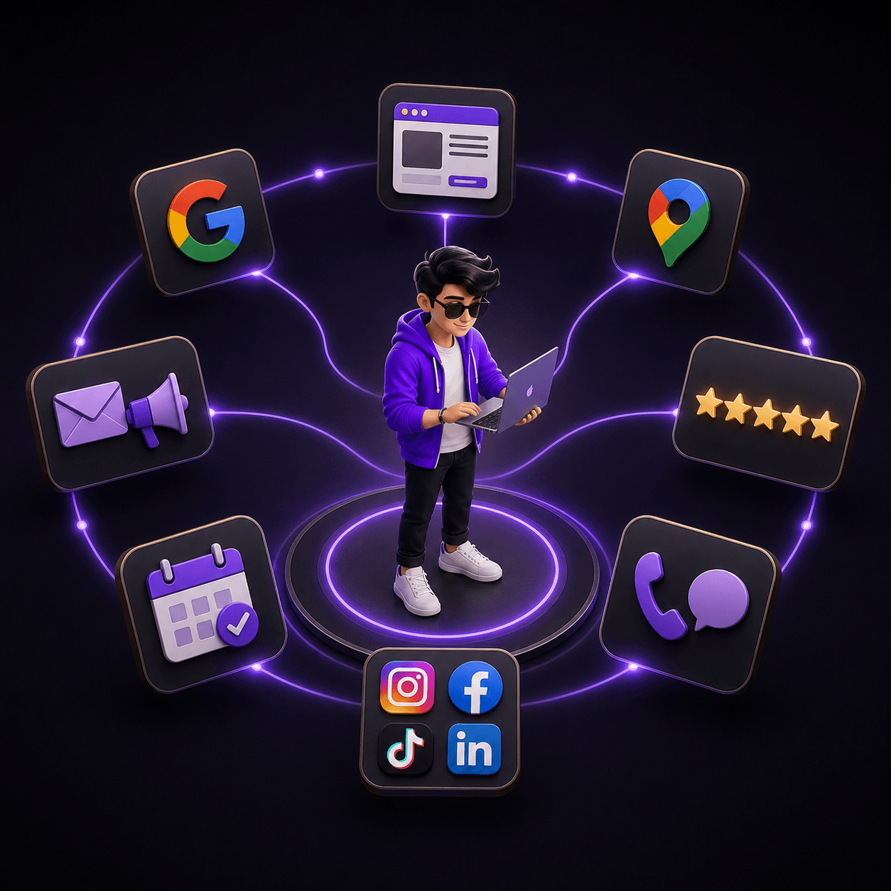 Nephew connecting every part of a local business's online presence